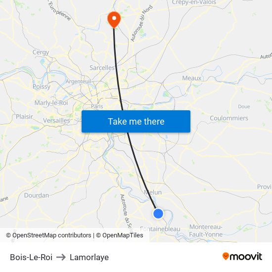 Bois-Le-Roi to Lamorlaye map