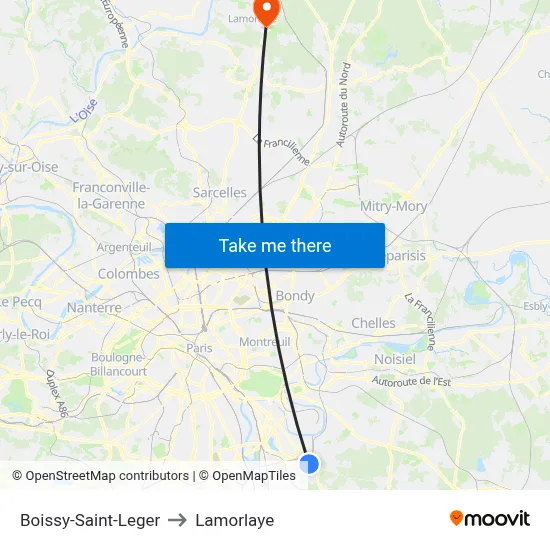 Boissy-Saint-Leger to Lamorlaye map