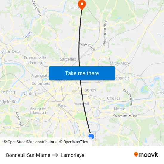 Bonneuil-Sur-Marne to Lamorlaye map