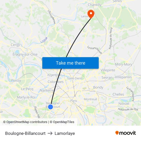 Boulogne-Billancourt to Lamorlaye map