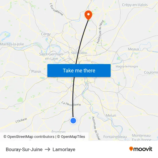 Bouray-Sur-Juine to Lamorlaye map