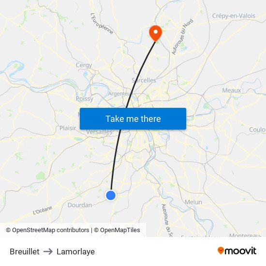Breuillet to Lamorlaye map