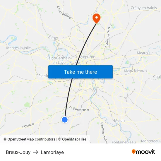 Breux-Jouy to Lamorlaye map