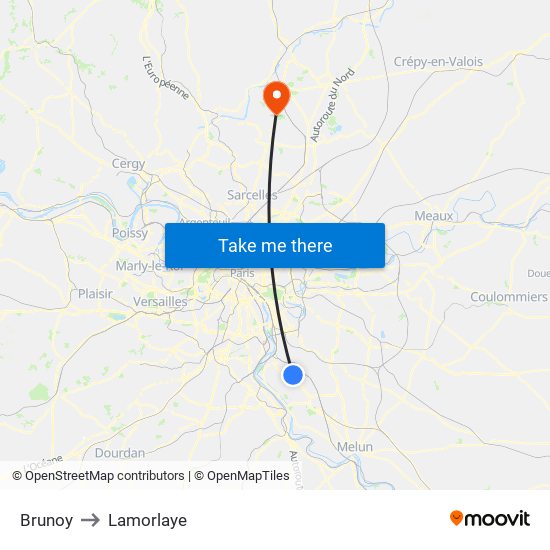 Brunoy to Lamorlaye map