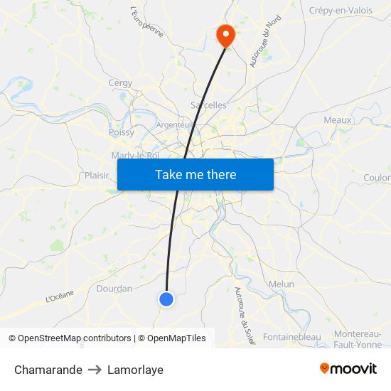 Chamarande to Lamorlaye map