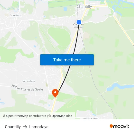 Chantilly to Lamorlaye map