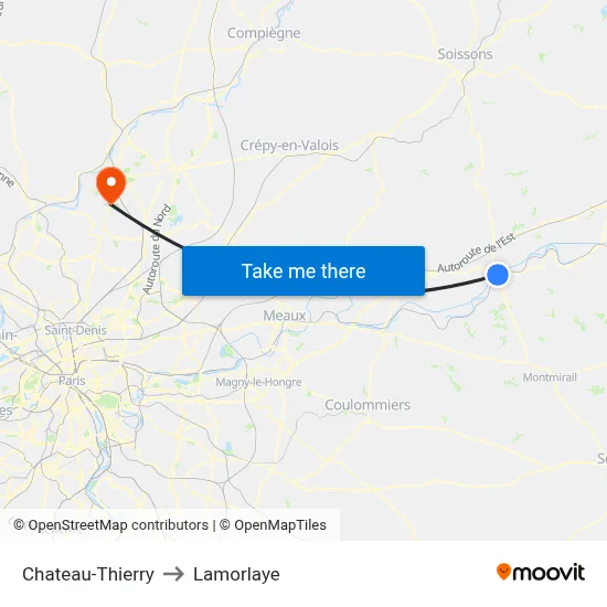 Chateau-Thierry to Lamorlaye map
