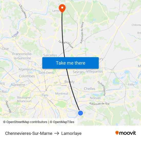 Chennevieres-Sur-Marne to Lamorlaye map