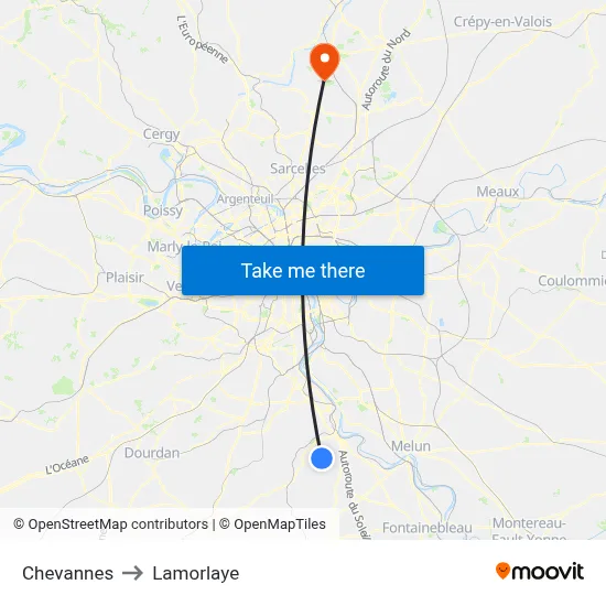 Chevannes to Lamorlaye map