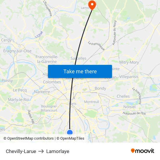 Chevilly-Larue to Lamorlaye map