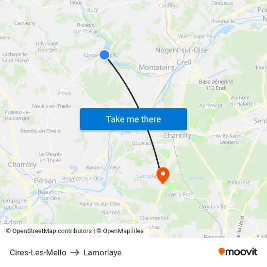 Cires-Les-Mello to Lamorlaye map
