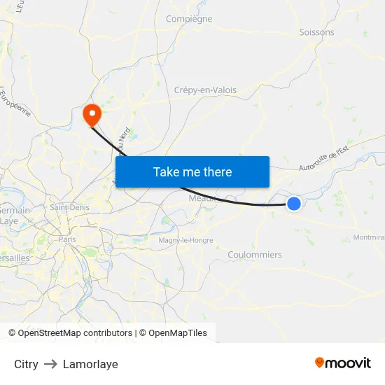 Citry to Lamorlaye map