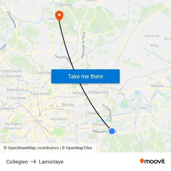 Collegien to Lamorlaye map