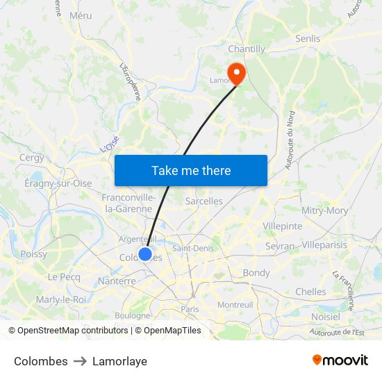 Colombes to Lamorlaye map