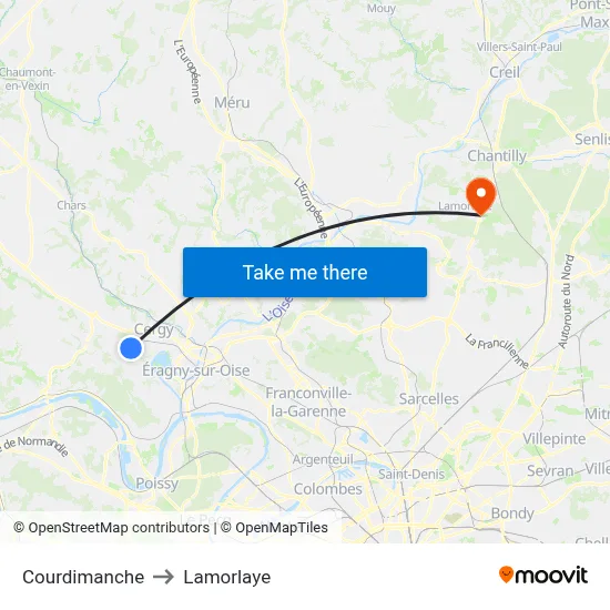 Courdimanche to Lamorlaye map