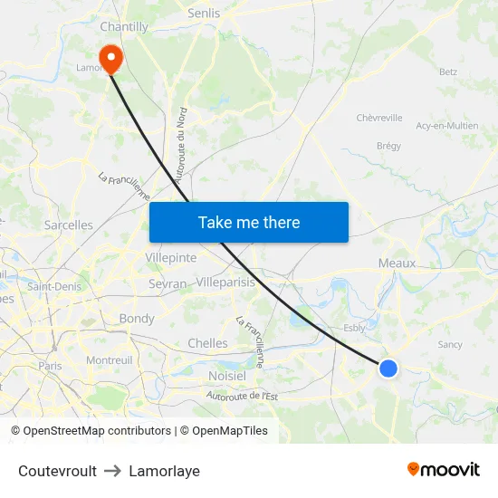 Coutevroult to Lamorlaye map