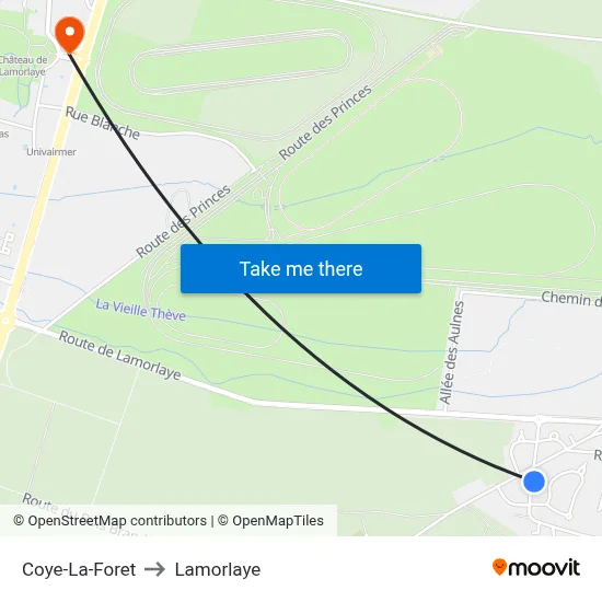 Coye-La-Foret to Lamorlaye map