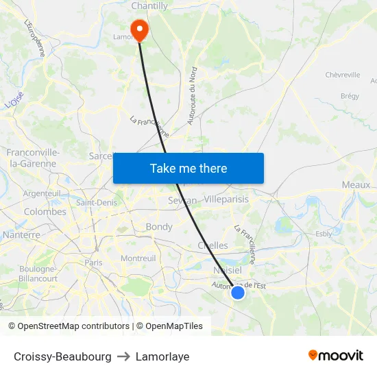 Croissy-Beaubourg to Lamorlaye map