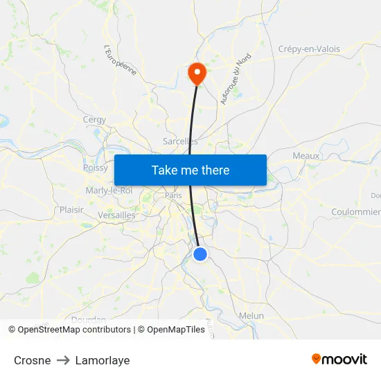 Crosne to Lamorlaye map