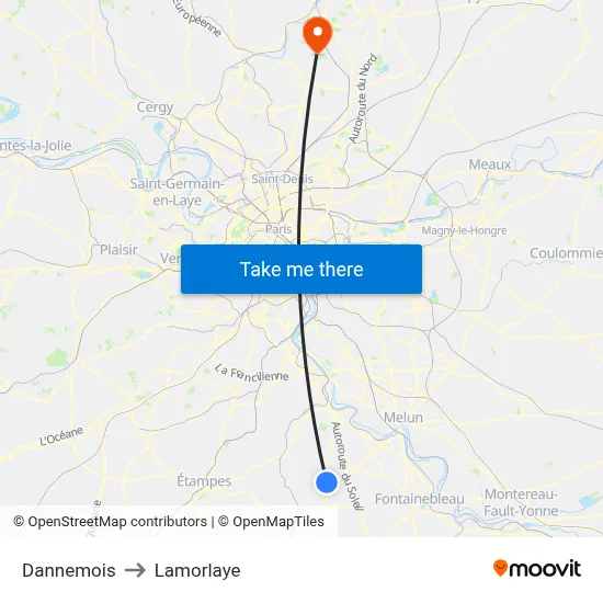 Dannemois to Lamorlaye map