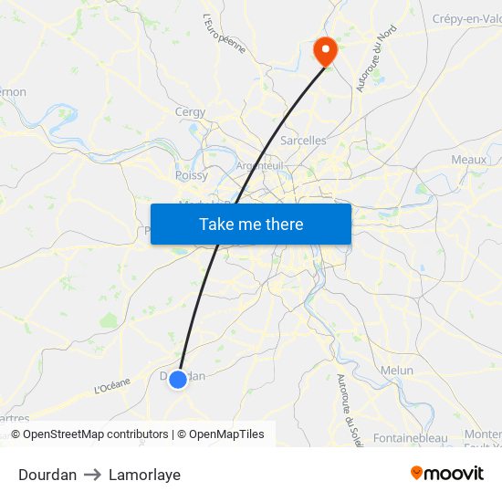 Dourdan to Lamorlaye map
