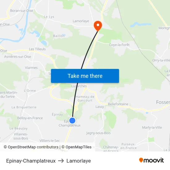 Epinay-Champlatreux to Lamorlaye map