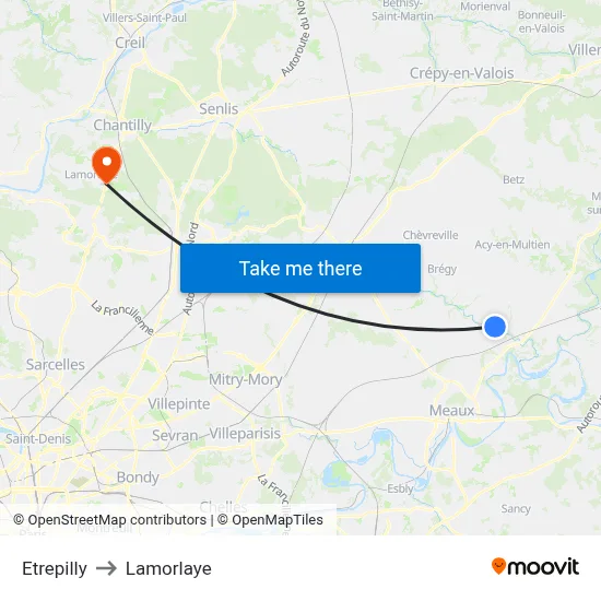 Etrepilly to Lamorlaye map