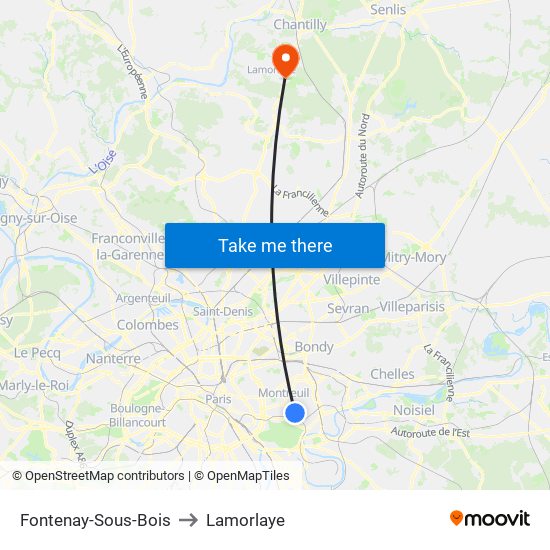 Fontenay-Sous-Bois to Lamorlaye map