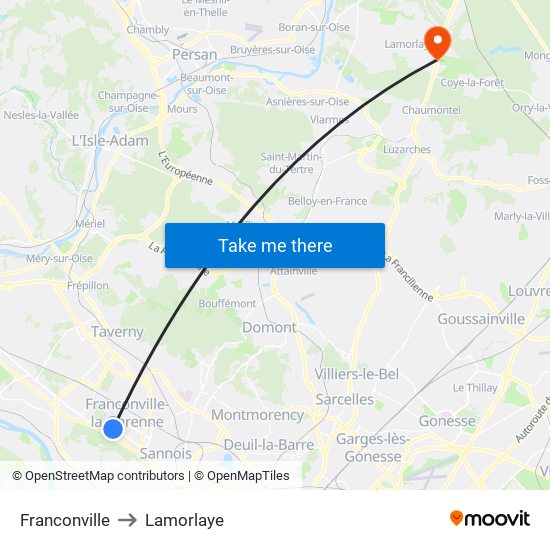 Franconville to Lamorlaye map