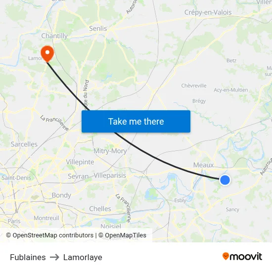 Fublaines to Lamorlaye map