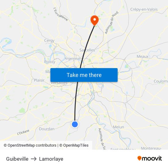 Guibeville to Lamorlaye map