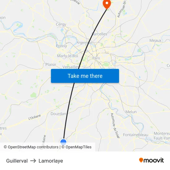 Guillerval to Lamorlaye map