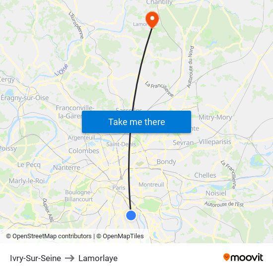 Ivry-Sur-Seine to Lamorlaye map