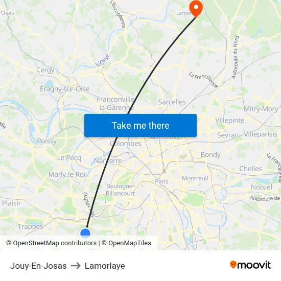 Jouy-En-Josas to Lamorlaye map