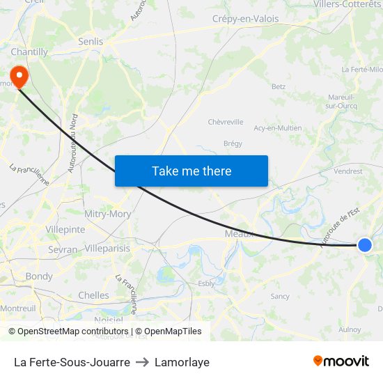 La Ferte-Sous-Jouarre to Lamorlaye map