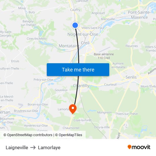 Laigneville to Lamorlaye map
