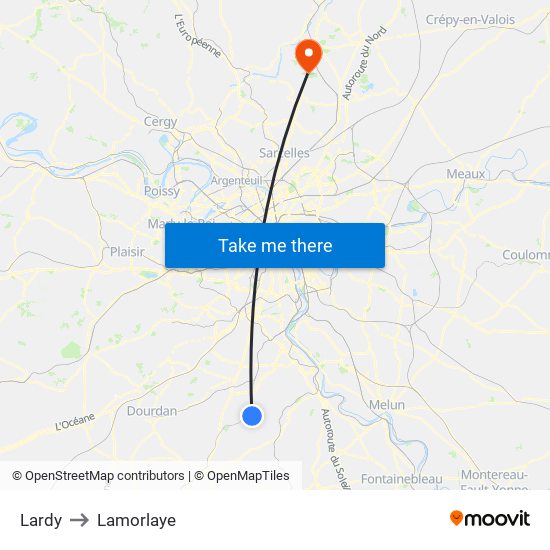 Lardy to Lamorlaye map