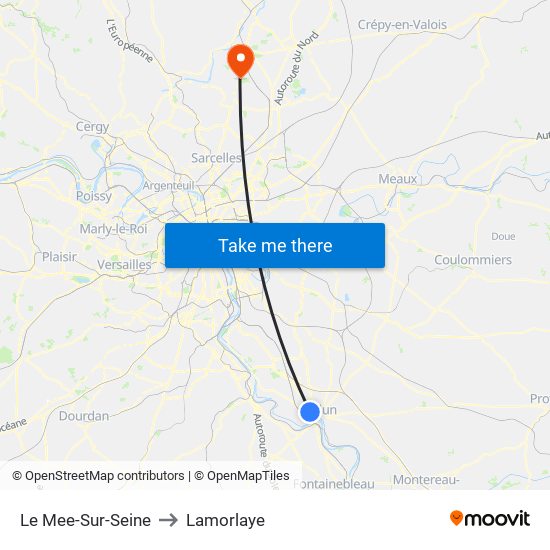 Le Mee-Sur-Seine to Lamorlaye map