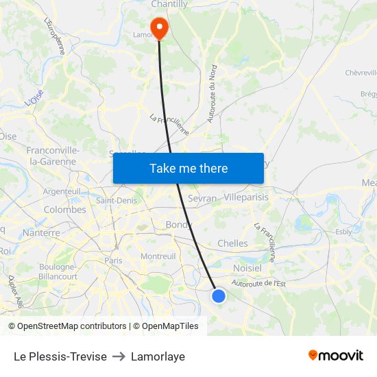Le Plessis-Trevise to Lamorlaye map