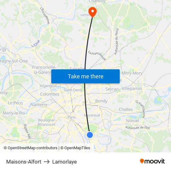 Maisons-Alfort to Lamorlaye map