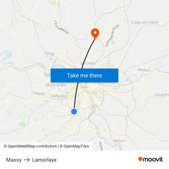 Massy to Lamorlaye map