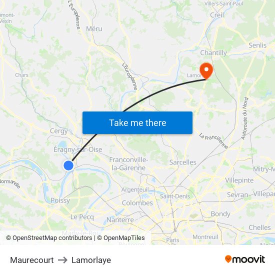 Maurecourt to Lamorlaye map