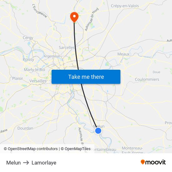 Melun to Lamorlaye map
