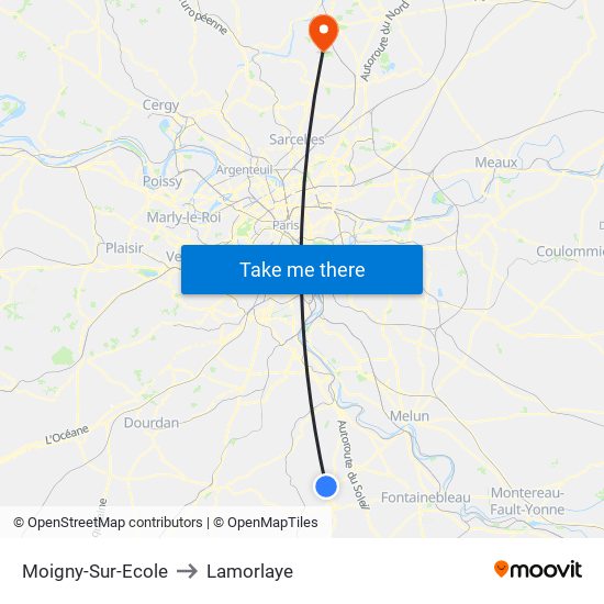 Moigny-Sur-Ecole to Lamorlaye map