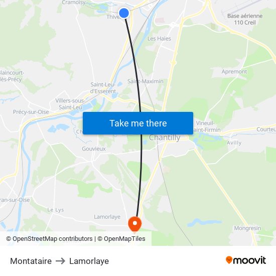 Montataire to Lamorlaye map