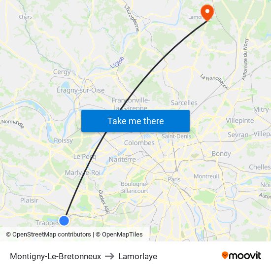 Montigny-Le-Bretonneux to Lamorlaye map