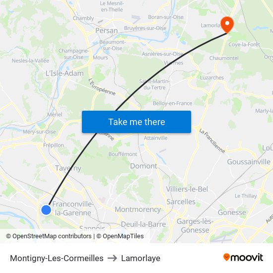 Montigny-Les-Cormeilles to Lamorlaye map