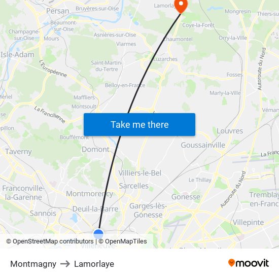 Montmagny to Lamorlaye map