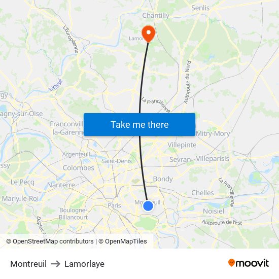 Montreuil to Lamorlaye map