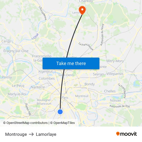 Montrouge to Lamorlaye map